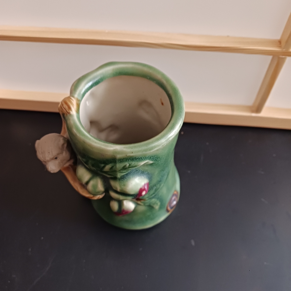 MCM Majolica MONKEY on tree vase by FF. VTG - Picture 8 of 10